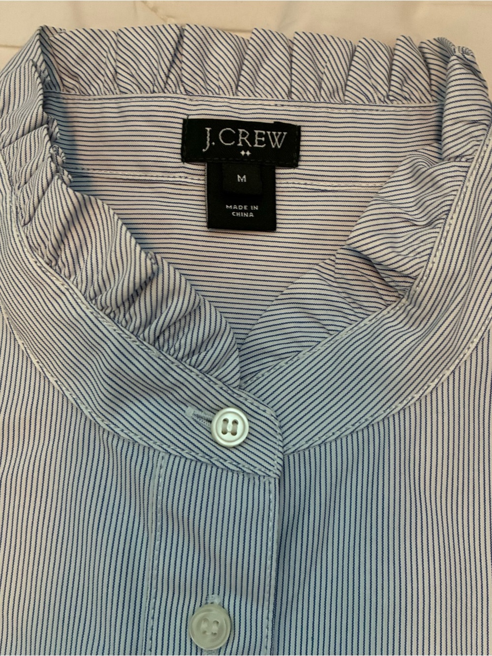 J. Crew Factory Ruffle-collar Cotton Shirt in Stripe